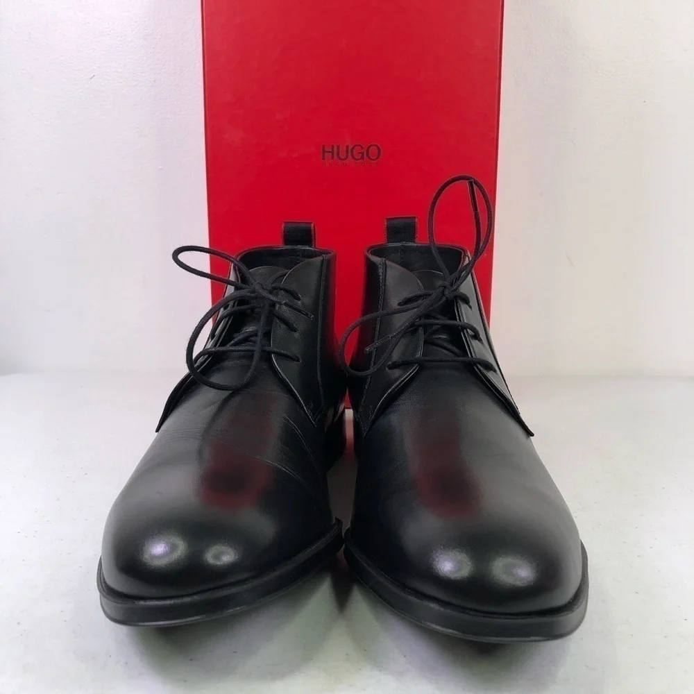 Hugo Boss Black Leather Chukka Lace Up Boots